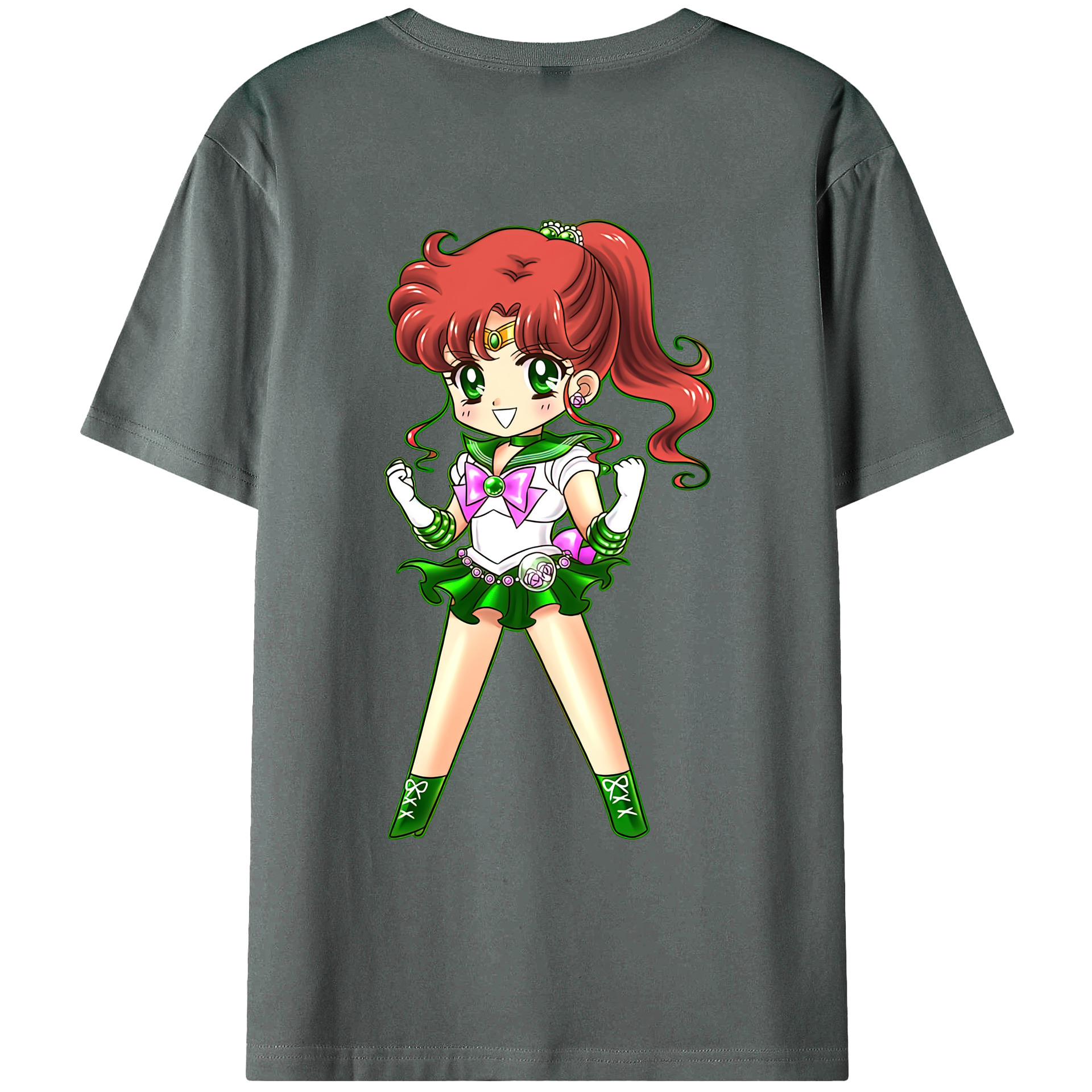（画像用） 美少女戦士セーラームーン 木野 まこと きの まこと Sailor Moon Kino Makoto （セーラージュピター；Sailor Jupiter） 綿100％ メンズ半袖Tシャツ（バックプリント） 通気性